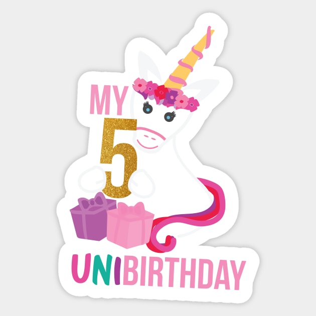 My 5th UNIBIRTHDAY - Unicorn Birthday party Sticker by sigdesign